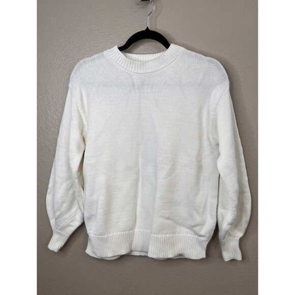 Jessica Simpson Women’s Cream Knit Sweater Small Crewneck Style Cotton Blend - Picture 2 of 7